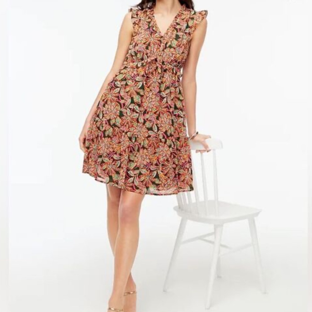 J. Crew Factory Paisley Ruffle Midi Dress - Multicolor